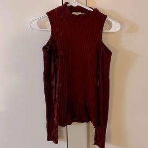Red no shoulder top, size medium